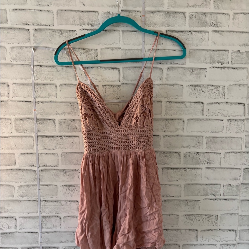 Pink Lace Crochet Dress
